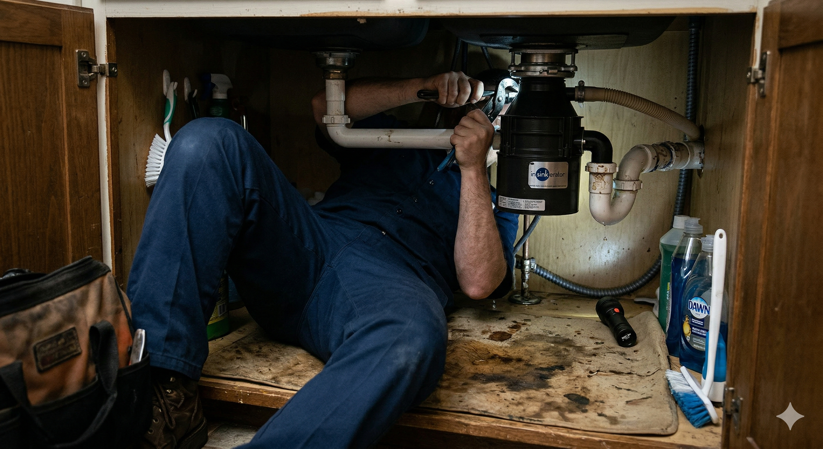 Professional plumber servicing water heater in DeLand